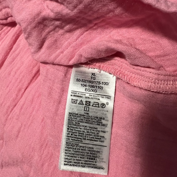 Gap Crinkle Puff sleeve Barbie Pink tiered mini dress babydoll May Pink XL - Picture 4 of 4